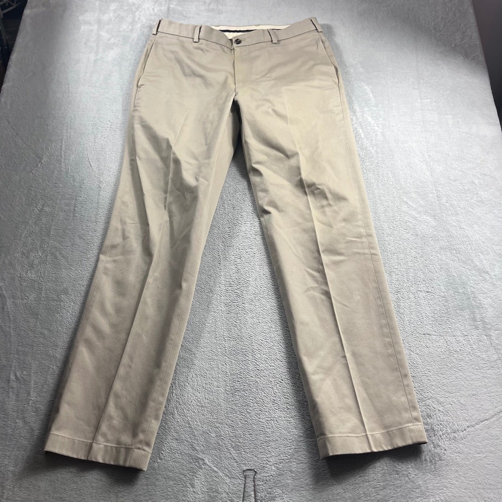 Brooks Brothers Advantage Chino Clark Fit Khaki Pants Mens 34x32 Tan Cotton